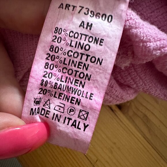 Brand Bazar dress pink‎ sz M/L Linen blend Sleeveless Loose Maxi Raw Edge Italy - Picture 8 of 8